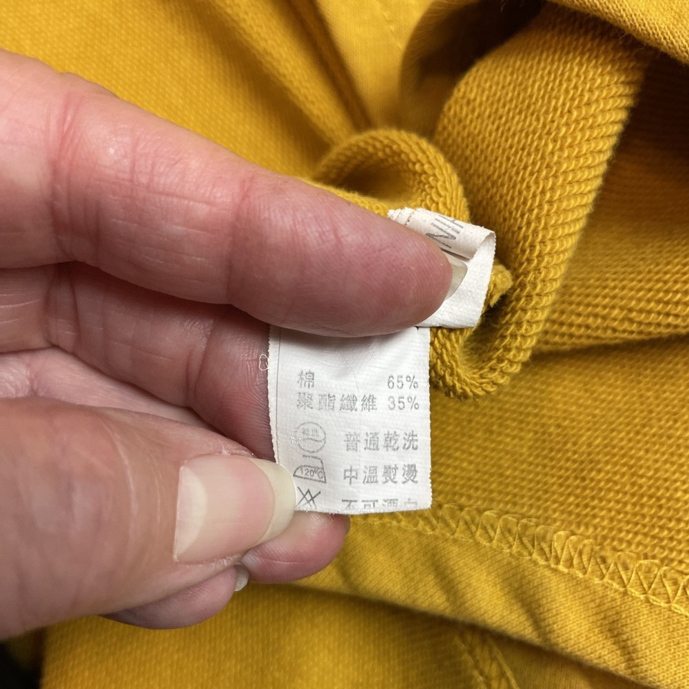 Kate Hewko Womens Asymmetric Tunic Hoodie Size L Mustard Drop Shoulder Artsy - Picture 5 of 7